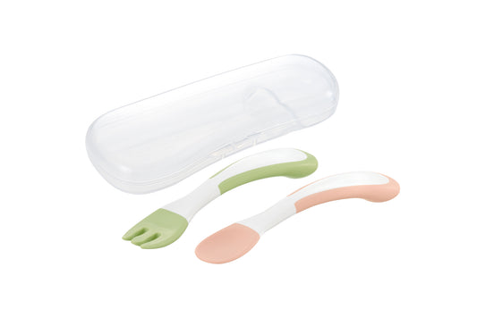 Preorder - Richell T.L.I Easy-Grip Spoon and Fork w/Case