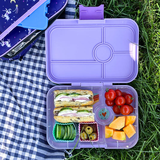 Preorder - Yumbox - Leakproof Yumbox Tapas Seville Purple - 4 Compartment - Rainbow Tray - Largest Size Bento