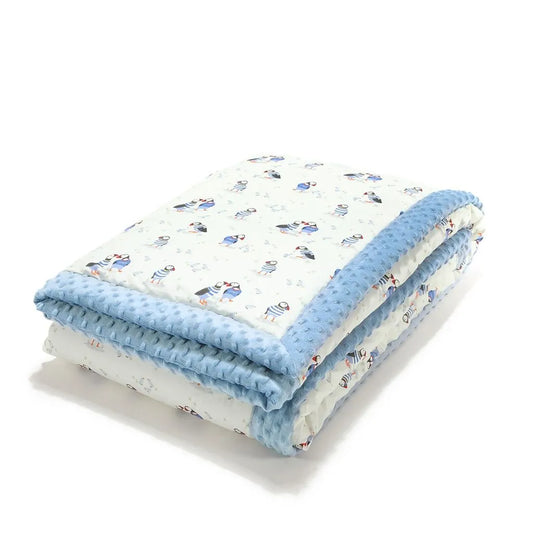 Preorder-La Millou-Adult Thick Blanket 140x200 200 Grams Filling/m2-Minky Warm Blanket PUFFIN/WIND BLUE