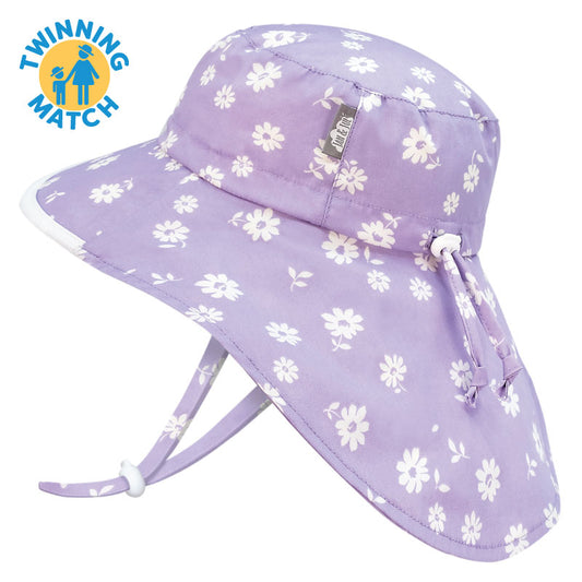 Jan & Jul - Kids Cotton Adventure Hat - Purple Daisy